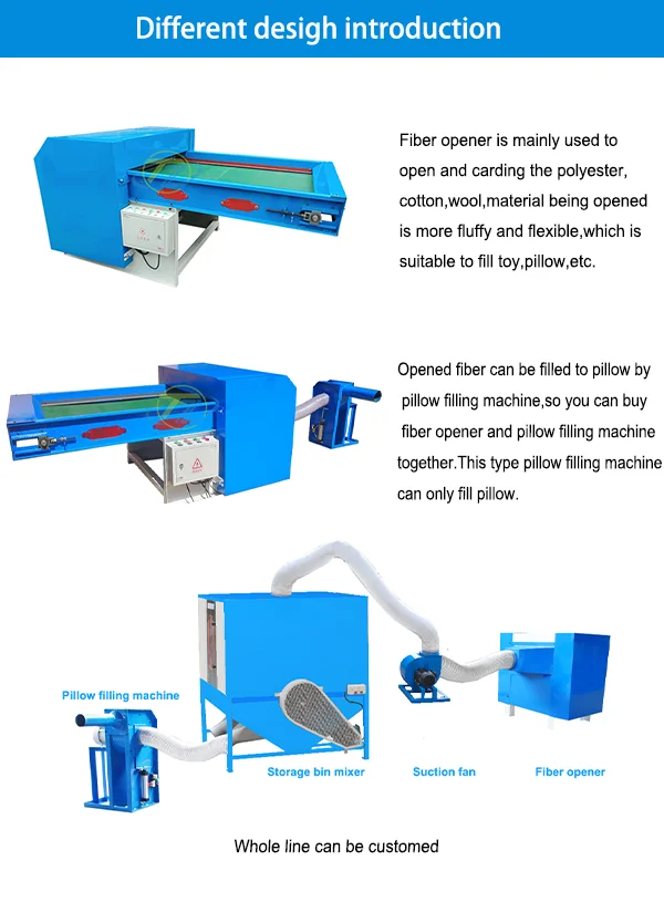 Professional Polyester Fiber Bale Opener Stuff Machine Cotton Opening Pillow Filling Cushion Bolster Stuffing Recycling Machine