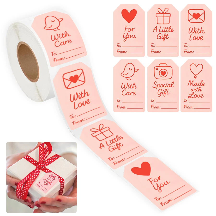 

500 Pcs Gift Tag Stickers Roll - Message Label Stickers with "For You", "With Love" and "Special Gift" Design