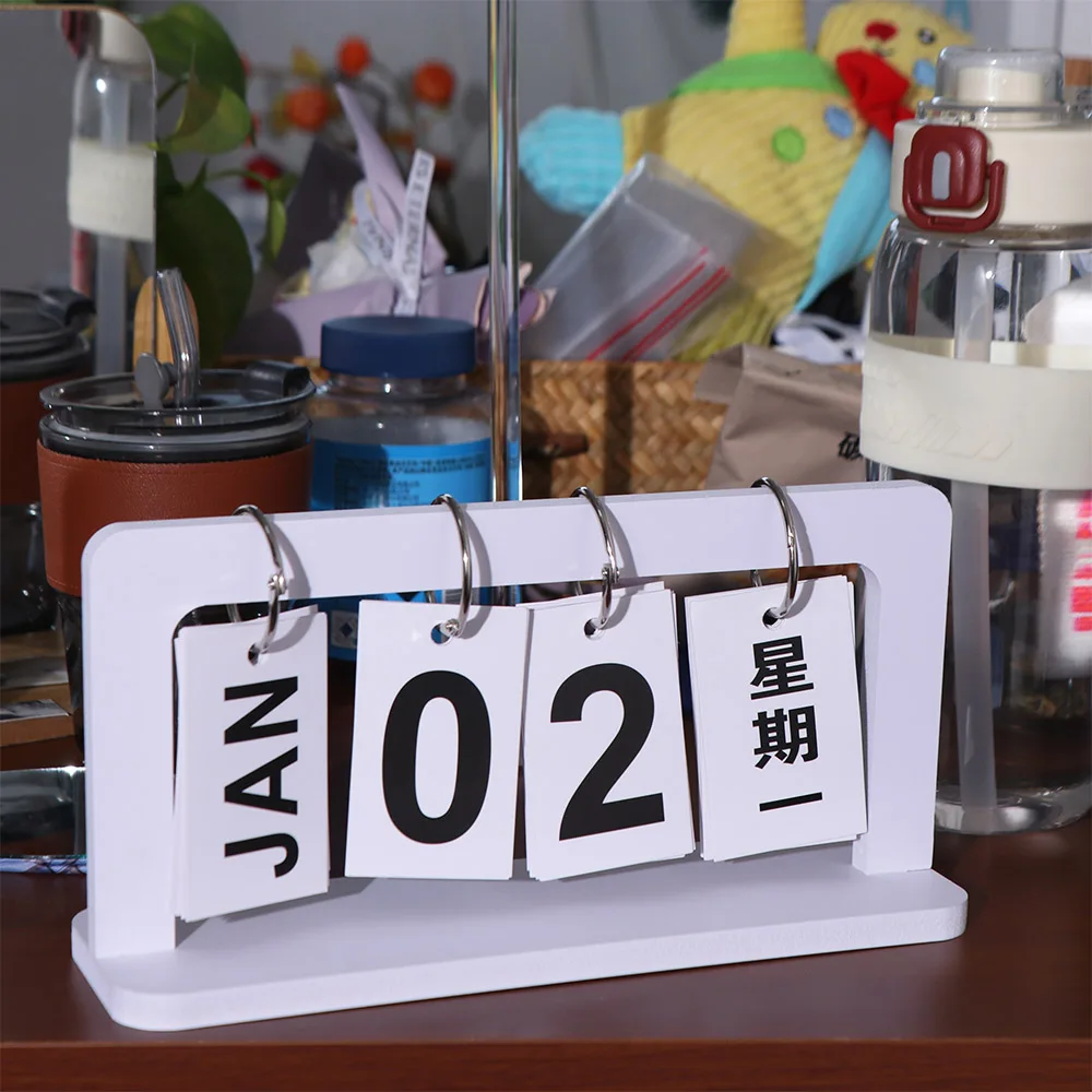 

Study Table Accessories INS Wooden Calendar Solid Durable Perpetual Calendar Creative Nordic Style Daily Planner Home