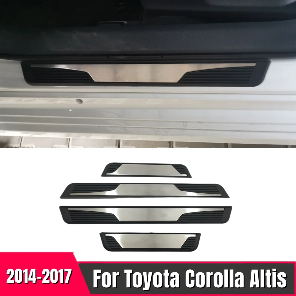 

For Toyota Corolla Altis 2014-2017 Car Threshold Strip Door Scuff Plate External Pedal Panel Frame Stainless Steel & plastics