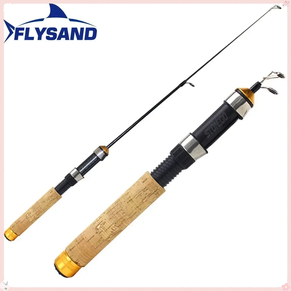 FLYSAND Ice Fly Fishing Rod Winter Shrimp Portable Spinning Tackle 3 Sections Adjustable Length 25-60cm