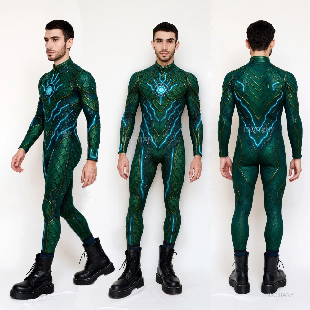 

2025 Men's Cool Mecha Print Tights Anime Adult Role Playing Dimensional Sci-fi Bodysuit Aerial Yoga Performance Stage Costume