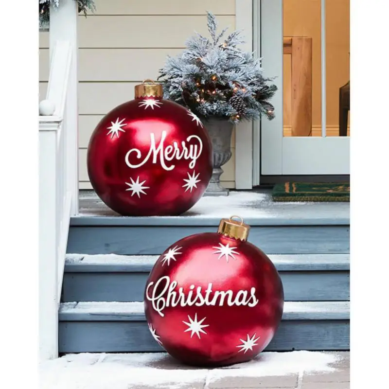 Palla gonfiabile con stampa natalizia Palloncino extra large Divertente design con palla di Natale Palloncino con fiocchi di neve Decorazione del cortile esterno