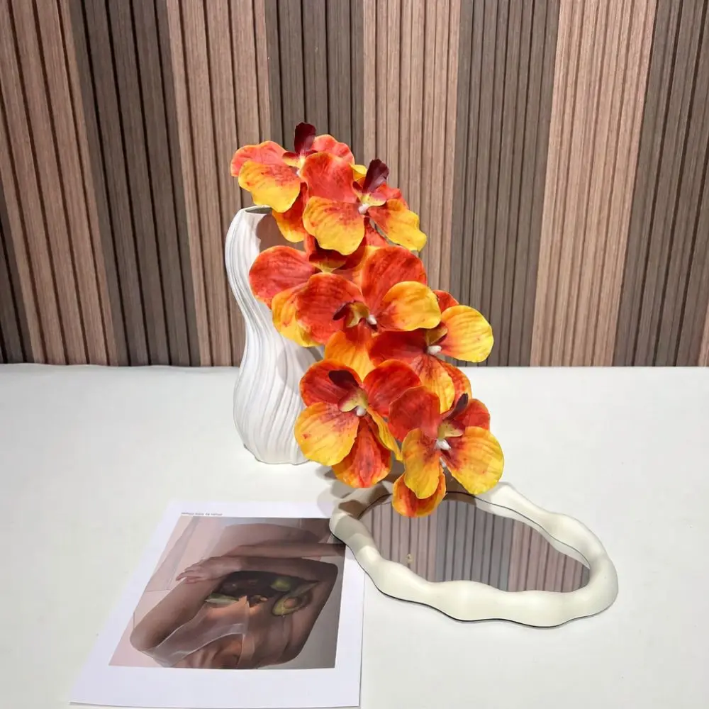 Decorative Artificial Silk Floral Arrangement Orange Brown Rose Lily For Wedding Floral Ground Guide Home Style Decoration