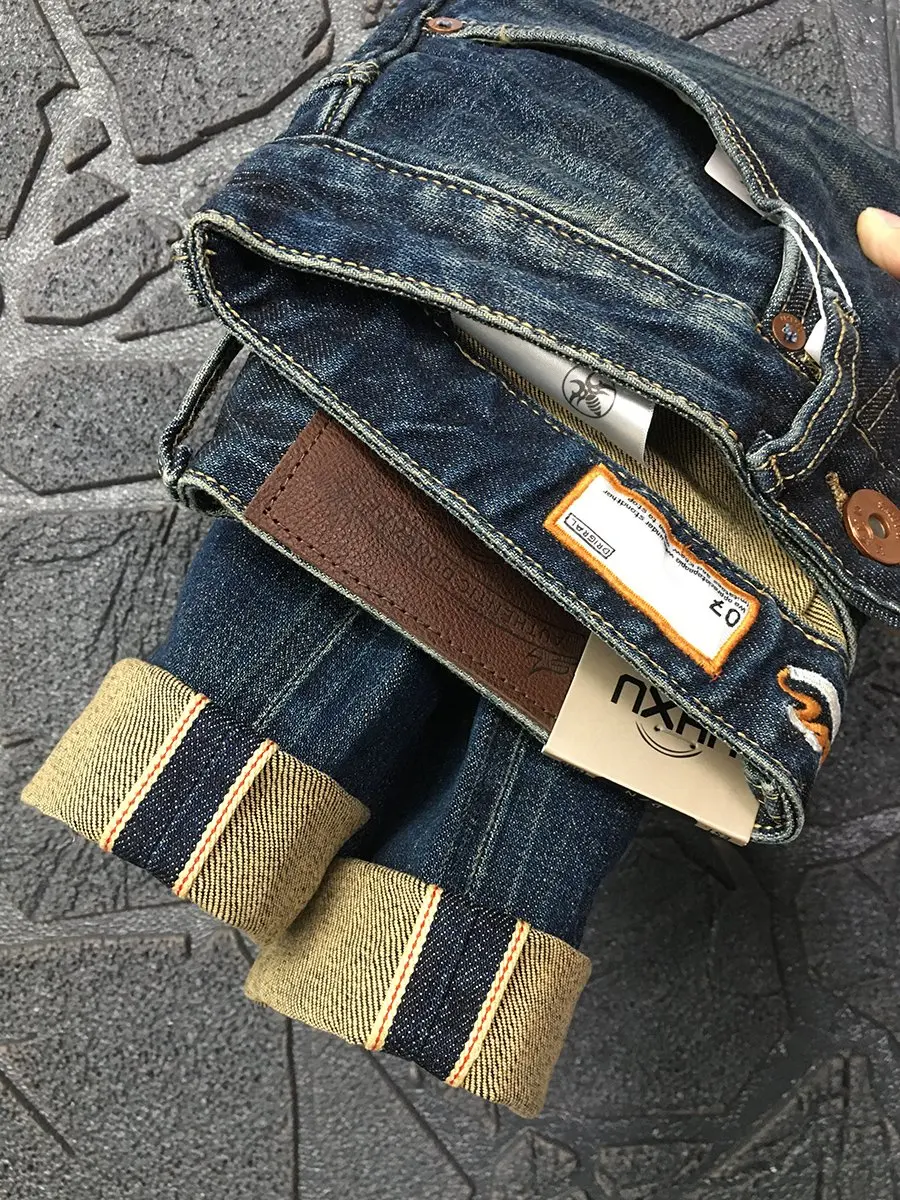 

15oz High Quality 99% Cotton Red Selvedge Denim Jeans Men Heavyweight Vintage Casual Fit Straight Pants 24ss Y2k Youth Male 501