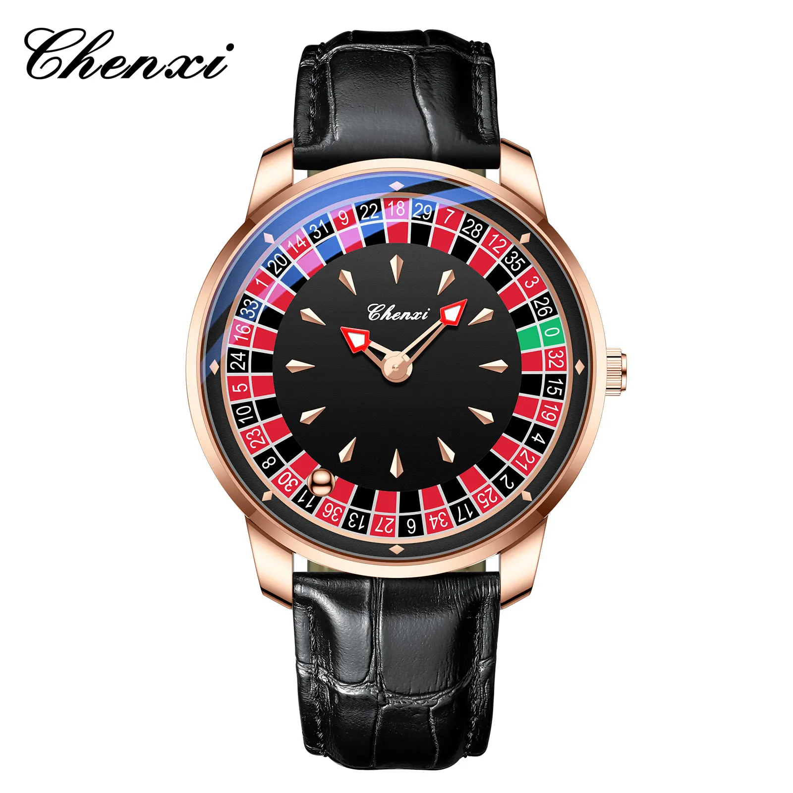 CHENXI 636 Modische Herren-Quarzuhr, Kreatives Rotierendes Zifferblatt, Leuchtende Zeiger, Sportliche Freizeituhren für Männer, Reloj Hombre