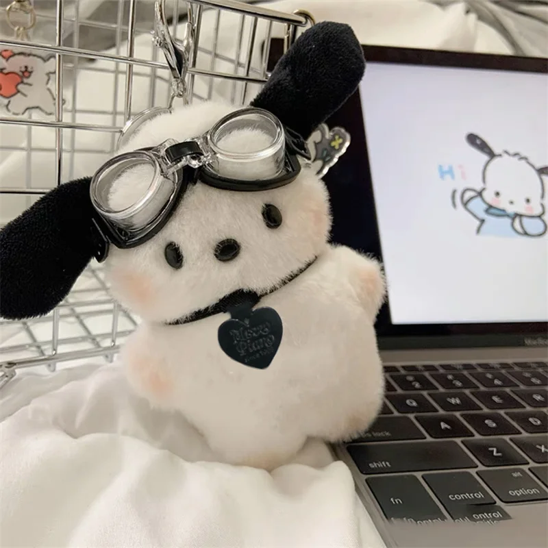 Sanrio-Llavero de muñeco de peluche de Pochacco para niños, llaveros colgantes de coche para mujeres, regalos de Navidad para niñas