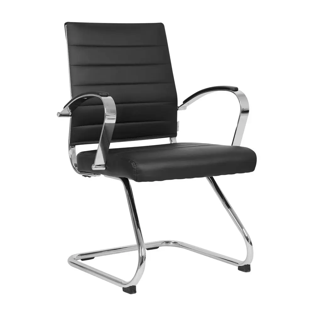 

Office Waiting Room Chair, Upholstered Leather Computer Ergonomic Sled Base Modern Guest Chair with Stainless Steel Frame Benma