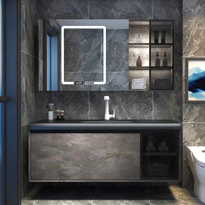

Simple modern black integrated wash basin, toilet, toilet, bathroom combination