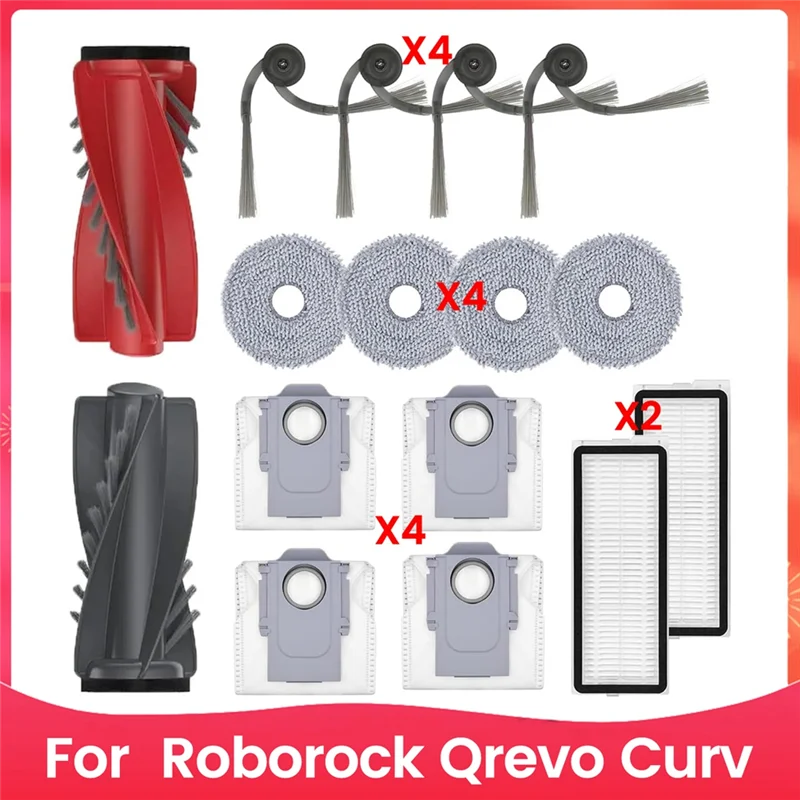 

AT51-For Roborock Qrevo Curv Main Side Brush Hepa Filter Mop Cloth Dust Bags Robot Vacuum Cleaner Accessories