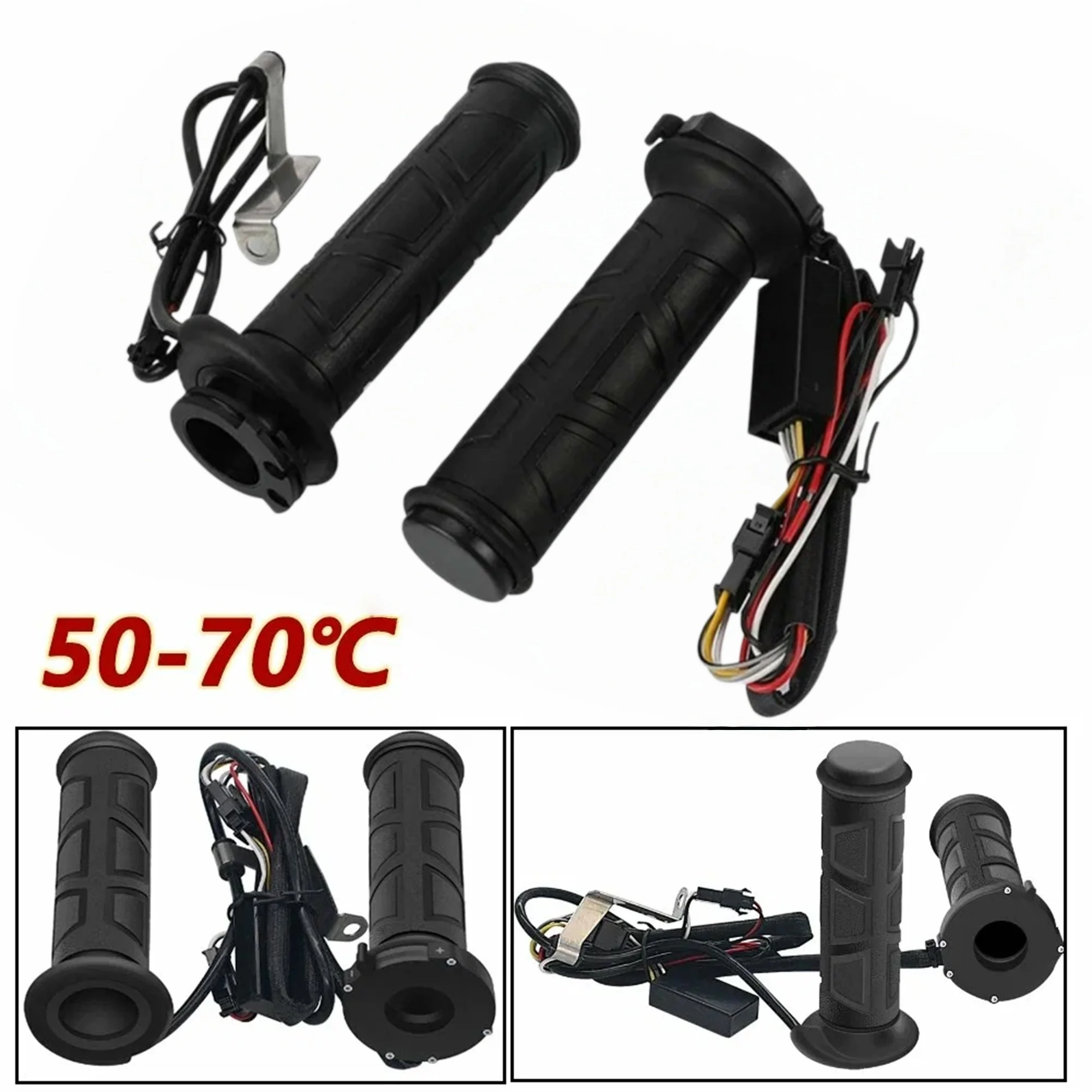Motorcycle Heated Hand Grips 22mm Universal Quick Heat 4 Mode Adjustable Temp Control Warm Handlebar For Winter ATV Riding