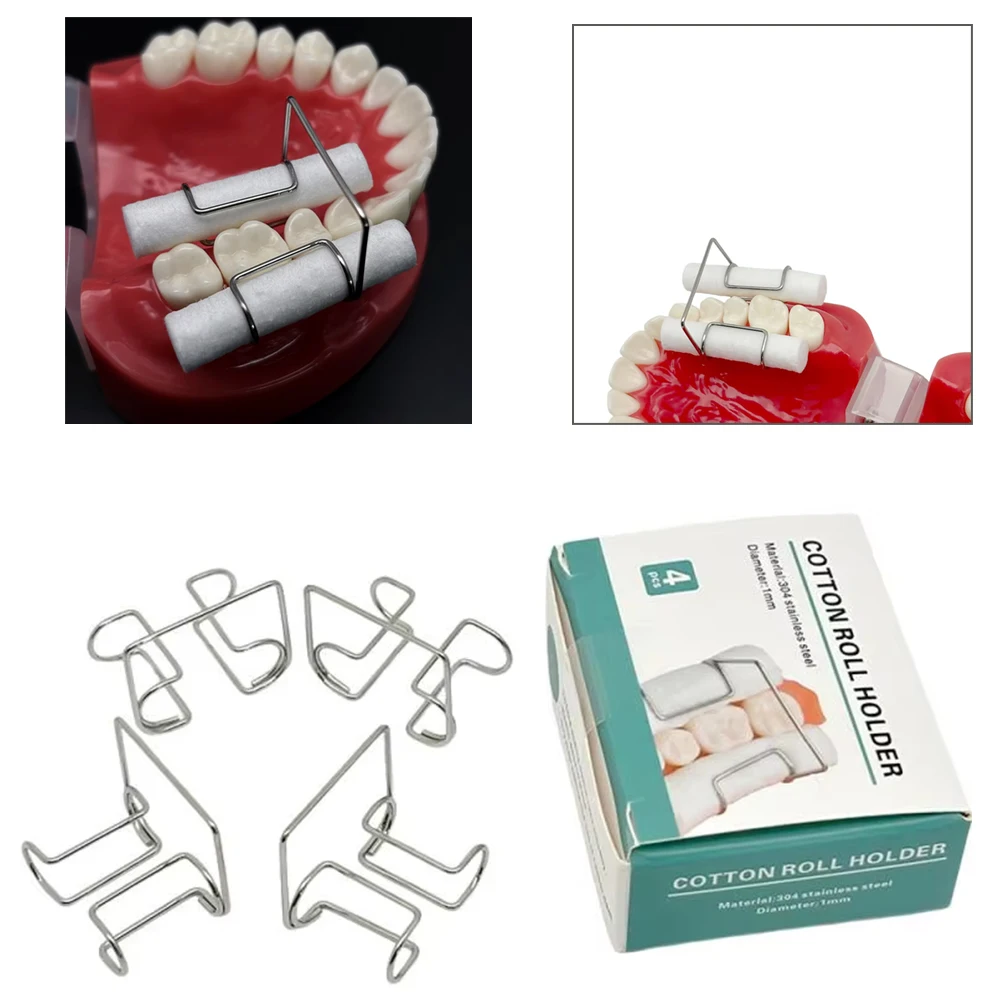 

Инструменты для стоматологической лаборатории, 4 шт., держатель для ватных рулонов из нержавеющей стали, автоклавируемые ортодонтические инструменты для хирургии стоматолога