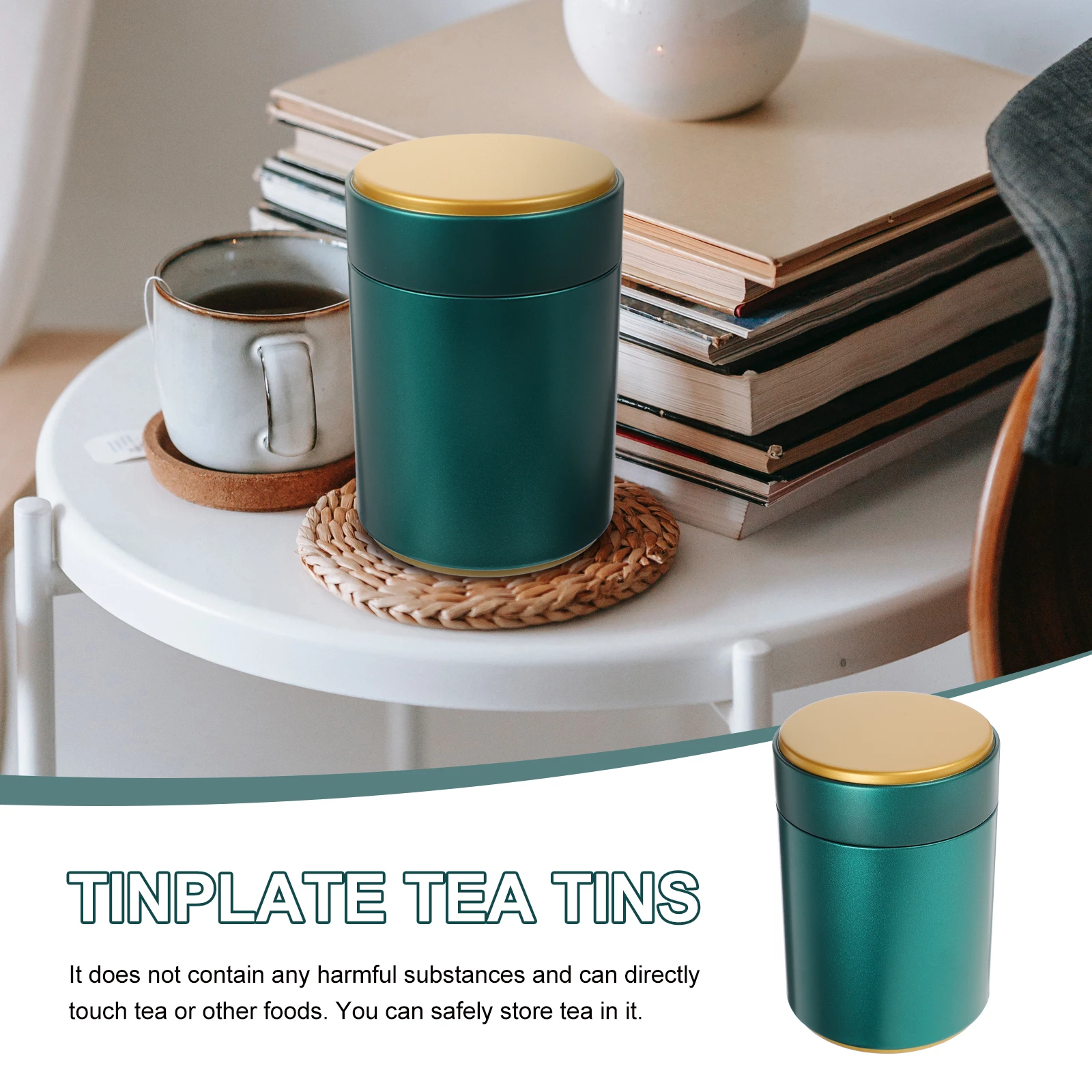 

Tea Canister Airtight Container Round Jar Loose Leaf Holder Resistant Stable Placement Long Term Use Easy Clean