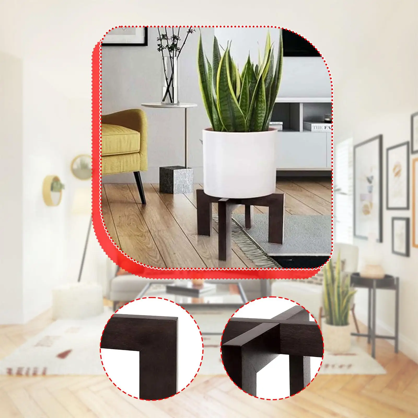 

Wooden Plant Stand Indoor Plant Display Shelf Nordic Design Basket Holder for Garden Dining Room