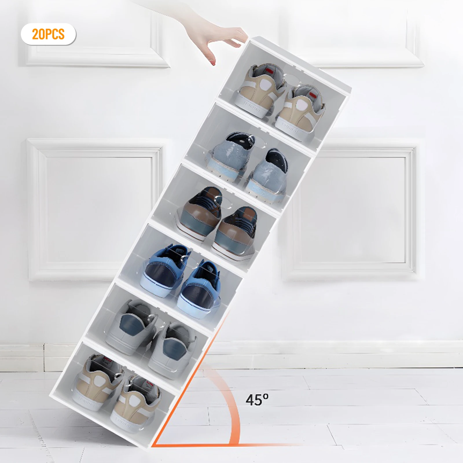 Imagem -03 - Empilhável Clear Plastic Shoe Box Conjunto de Armazenamento de Sapatos 20 Pcs