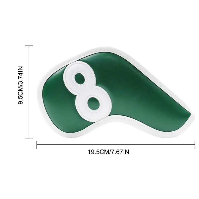 9pcs Golf Iron Head Covers Green PU Leather Golf Club Cover 4 5 6 7 8 9 P A S X Protector Waterproof Headcovers Golf Supplies