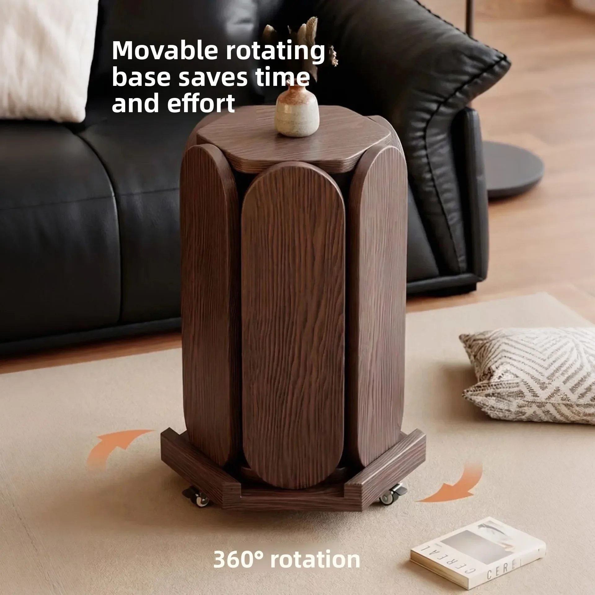 Premium walnut colored solid wood stacking stool, solid wood hexagonal stacking stool, household dining stool combination
