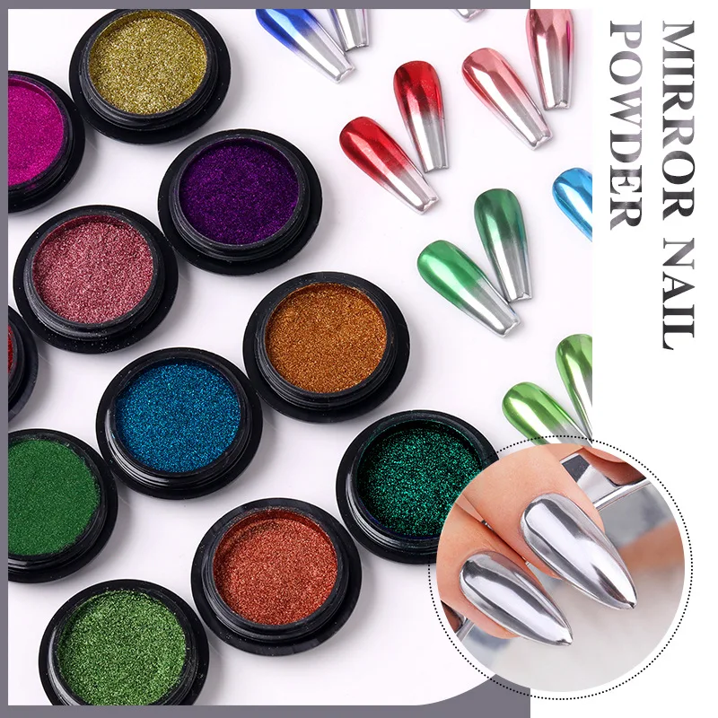 15 Color Rubbing Nail Powder Silver Grey Dust Chrome Powder Pigment Glitter UV Gel Polish Nail Art Decor DIY Nail Glitter Powder