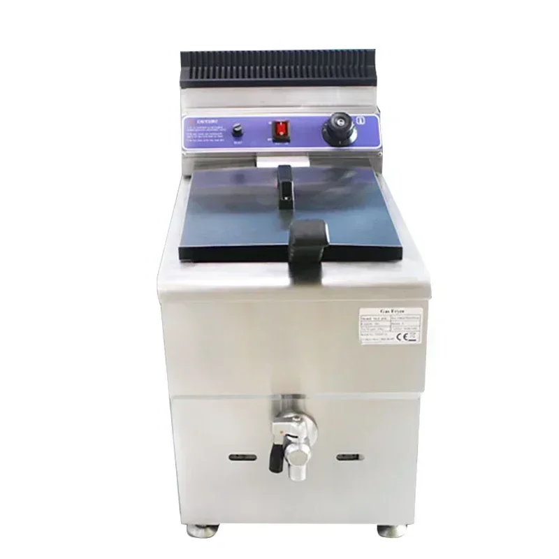 Desktop LPG Fryer with Oil Valve Fried Chicken Equipment GF-181V Gas Fryer 18L Single Cylinder French Fries Fryer.