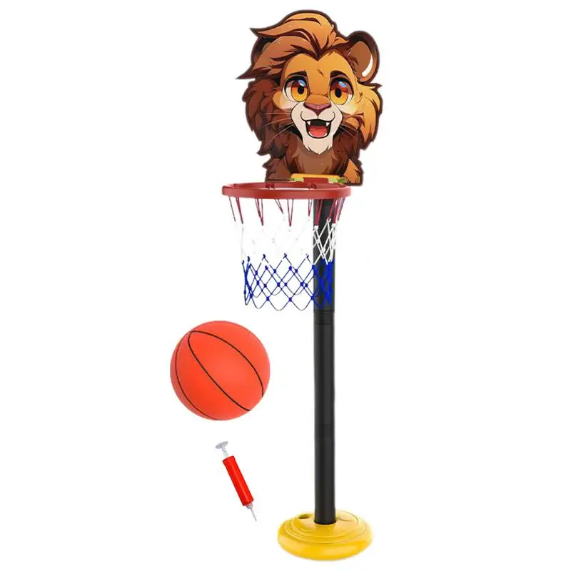 

Portable Basketball Goals Portable Basketball Hoop Cartoon Height Adjustable Early Education Toy For Indoor Outdoor Play