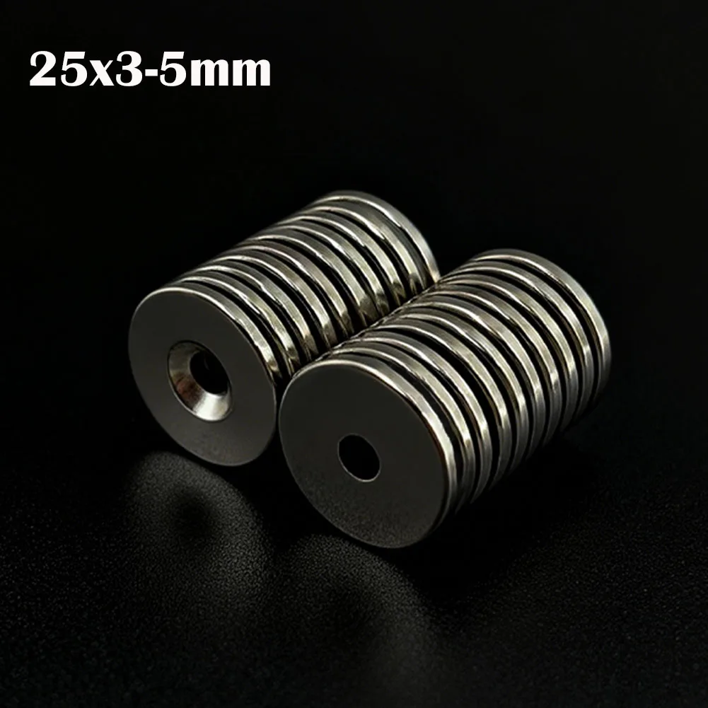 Powerful Neodymium Magnet 25x3-5mm Round Super Strong Magnets with Hole NdfeB Permanent Magnetic Imanes DIY Refrigerator Magnet