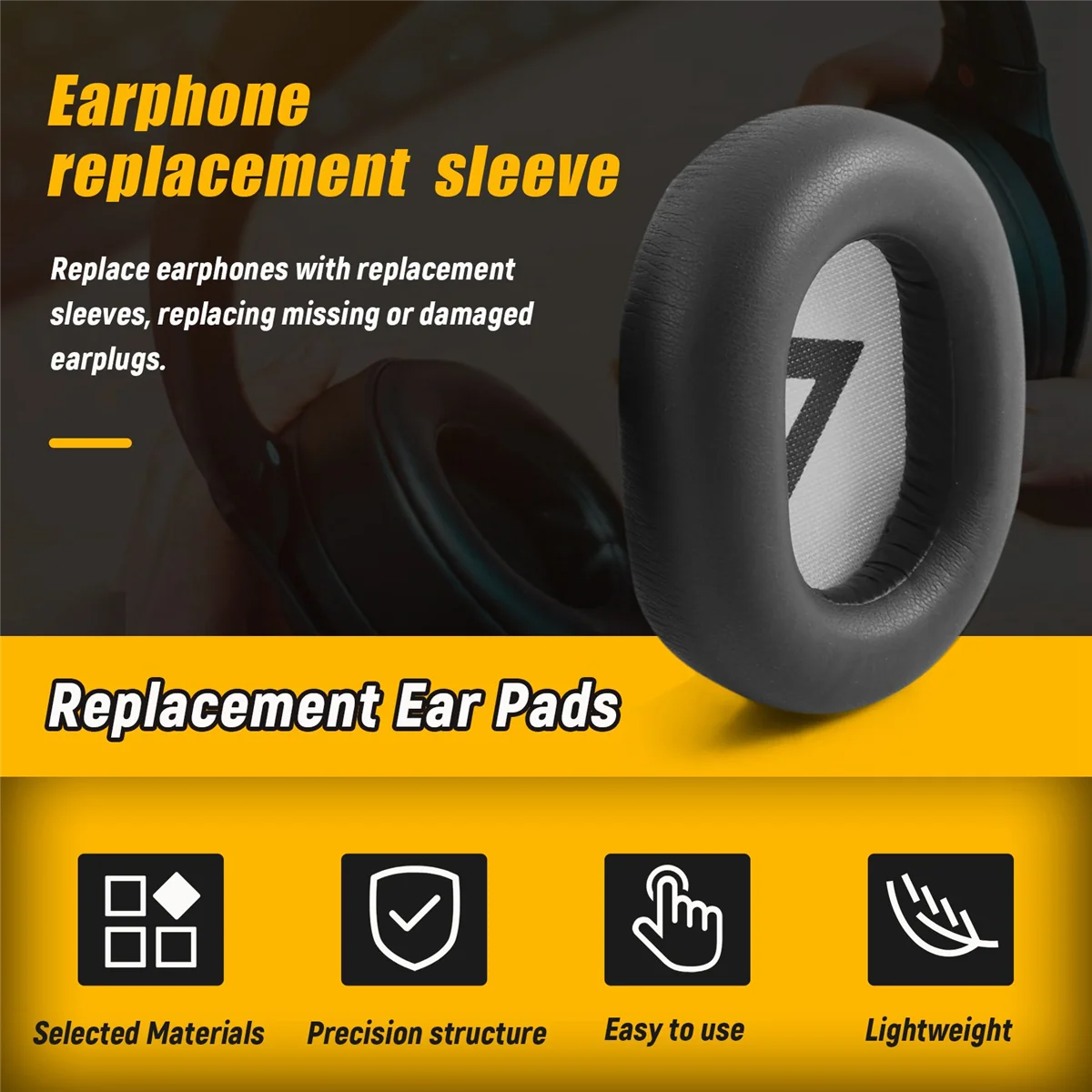 A88X Ear Pads Headband Ear Cushion Ear Cups Ear Cover Replacement for Plantronics Backbeat Pro 2 SE 8200UC Headphones