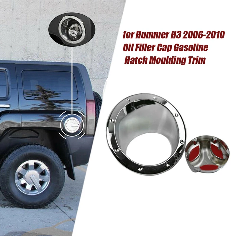 Car Fuel Gas Tank Cover Chrome Bezel For Hummer H3 2006-2010 Oil Filler Cap Gasoline Hatch Moulding Trim Accessories