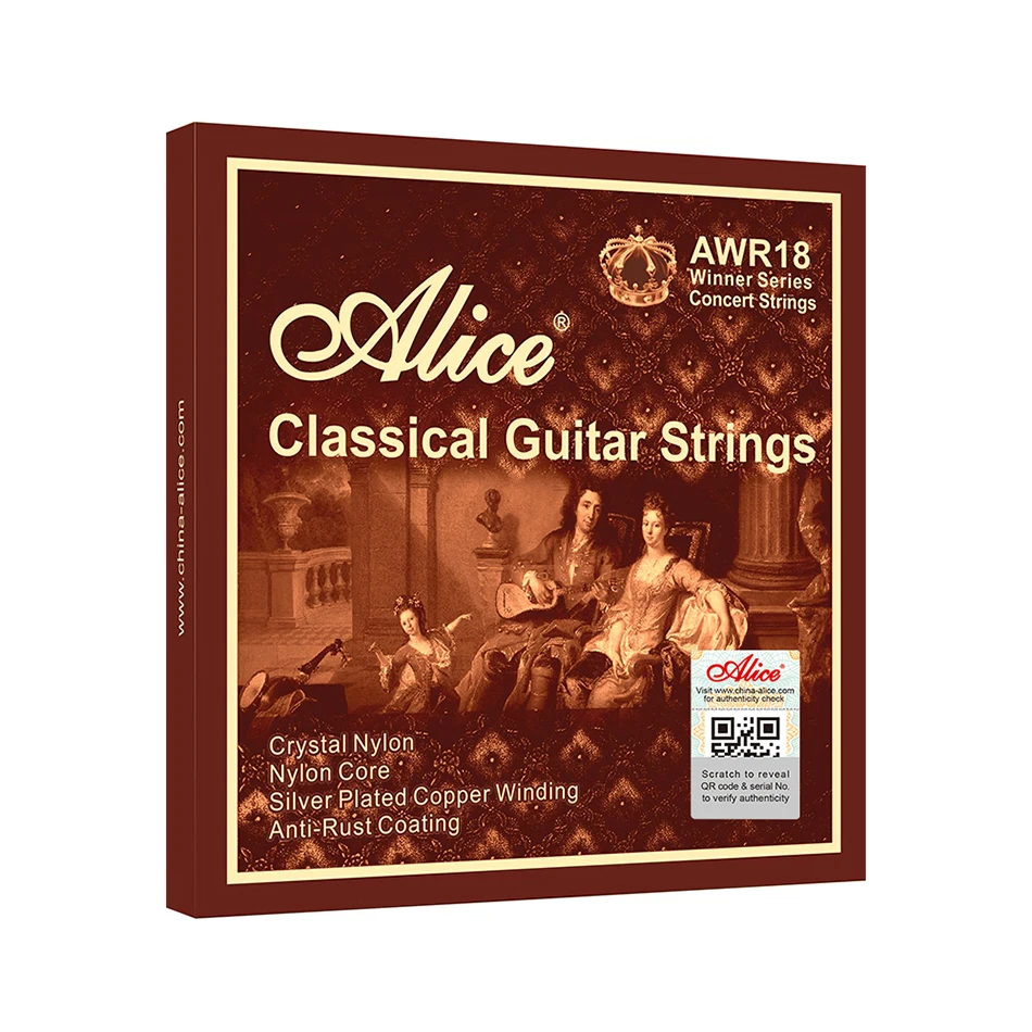 Alice AWR18 Classical Guitar Strings Crystal Nylon Silver Plated Copper Winding Nano Polished Coating 028-043/0285-044