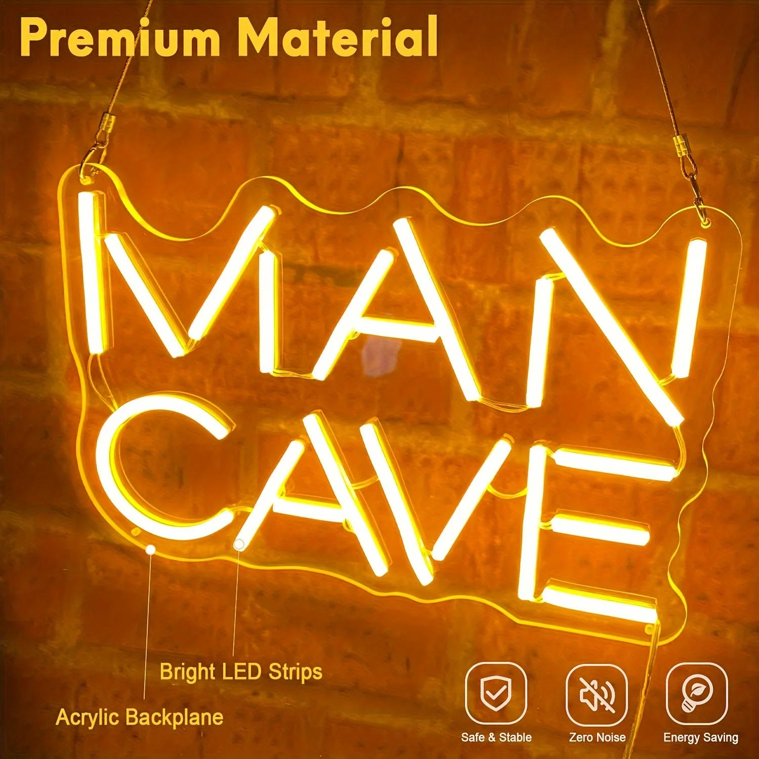 Lampu Neon Man Cave, Lampu LED Man Cave Bertenaga USB, Dapat Diredupkan, untuk Dekorasi Dinding Kamar Tidur, Ruang Game, Bar, Pub, Klub, Pesta