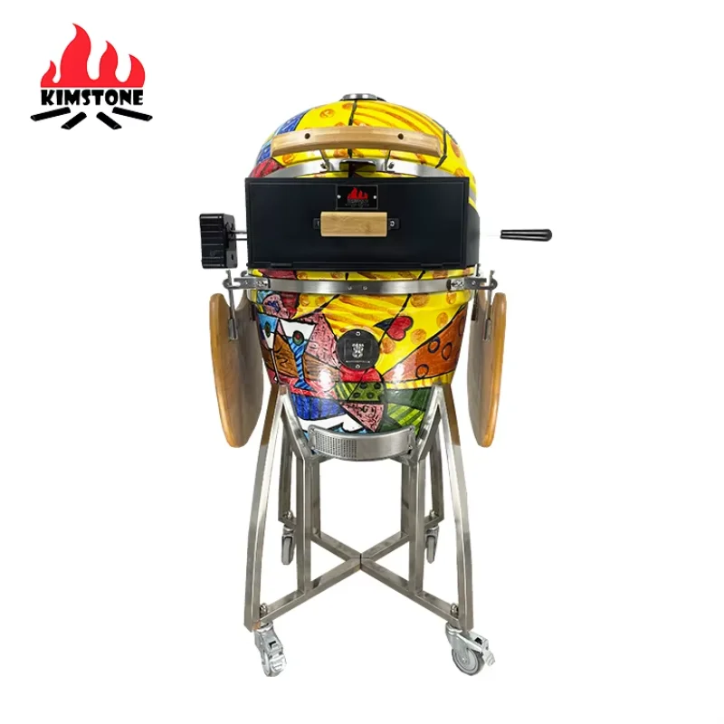 21 Inch Painted Kamado Ceramic Grill Kamado Rotisserie Charcoal Ceramic Bbq Wholesale