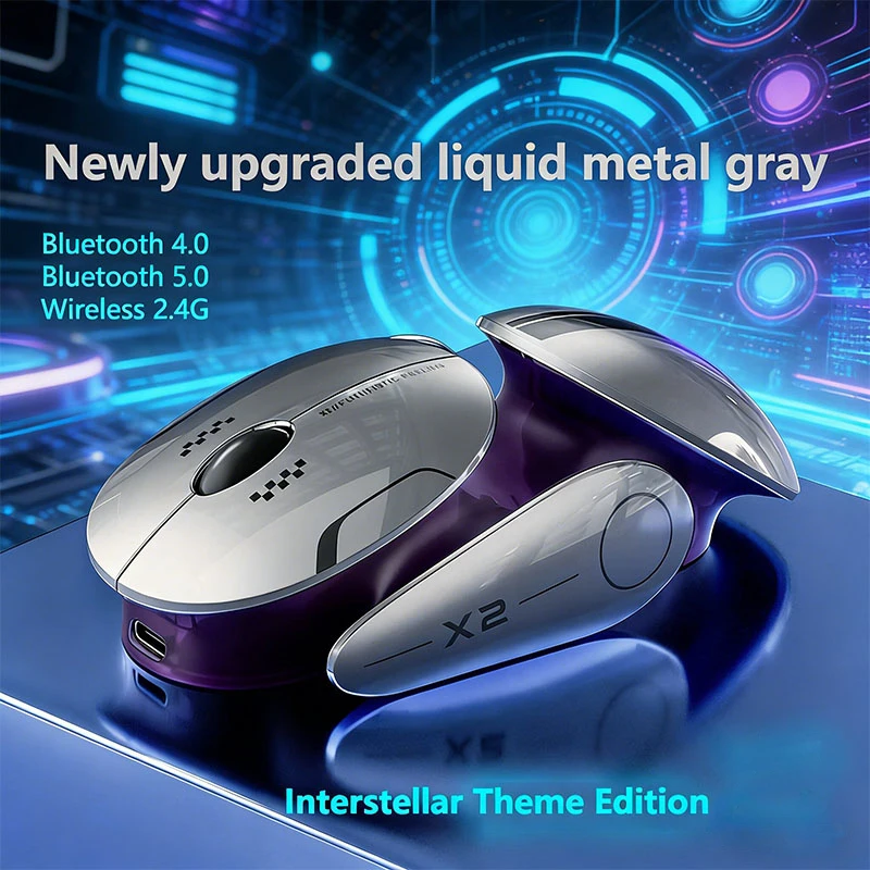

New X2 Silent Bluetooth Mouse Metal Base Rechargeable Wireless Gaming Mouse For Computer Laptop Office E-Sports Game