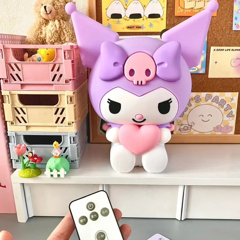 

Ночник Sanrio Kuromi, силиконовая лампа с дистанционным управлением, прикроватная лампа, светильник для сна, домашний декор для девочек, креативные подарки на день рождения