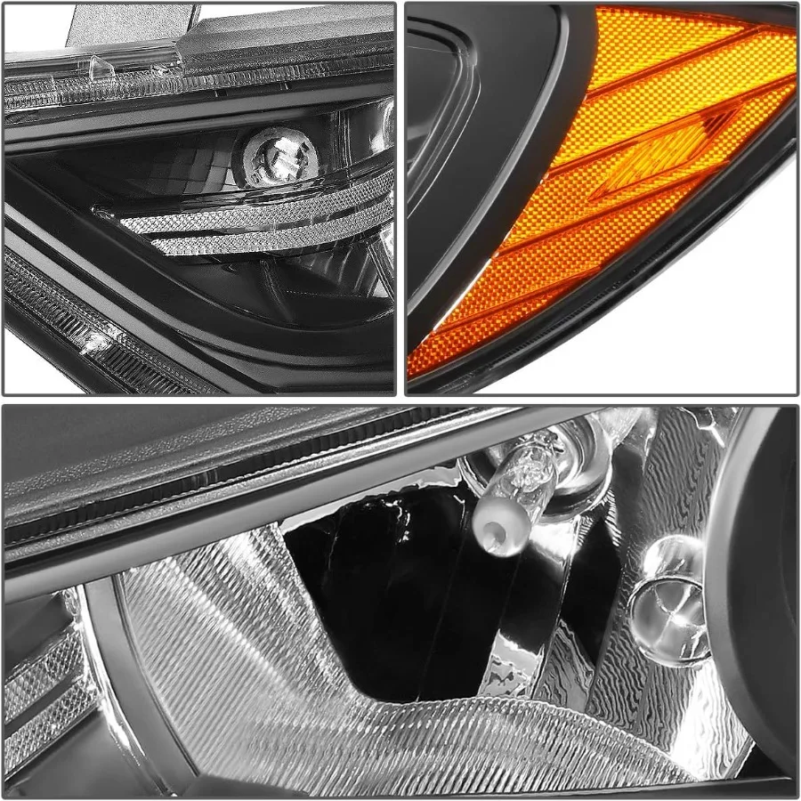 Conjunto de faros compatibles con 2017 2018 Elantra Proyector del lado del conductor y del pasajero Reemplazo de faros Carcasa negra A
