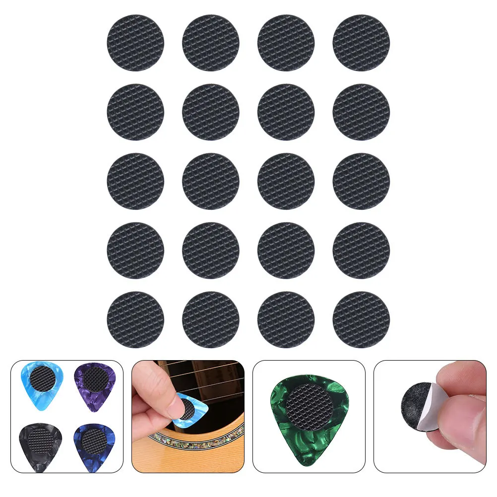 

20Pcs Guitar Pick Grips Rubber Anti-Slip Self-Adhesive Holders for Guitar Picks Black Supplies Rubber Bass Pick Holders