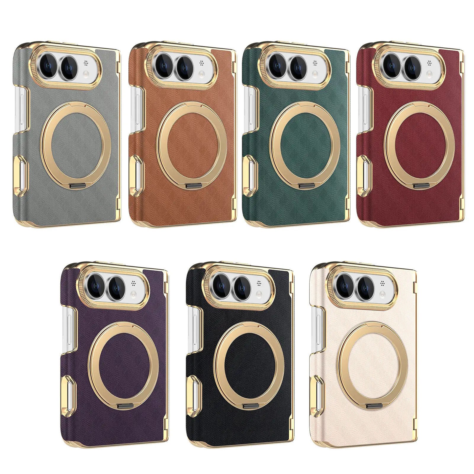 For iPhone Duo 5G Case Luxury Leather Matte Magnetic Rotating Bracket Shockproof Protection Hard Back Cover Accessories