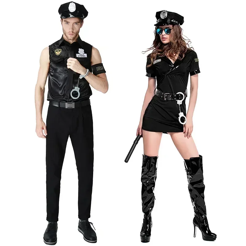 

CosplayCostumes de policier pour hommes et femmes, robe fantaisie pour couples adultes, masplay d'Halloween, nouvel an, Tim ade