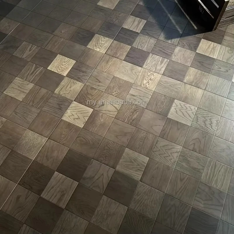 نسخة مخصصة الحديثة الفاخرة 15mm البلوط هندسية الباركيه الطابق رقعة الشطرنج نحى الحرفية الحياة المنزلية #1