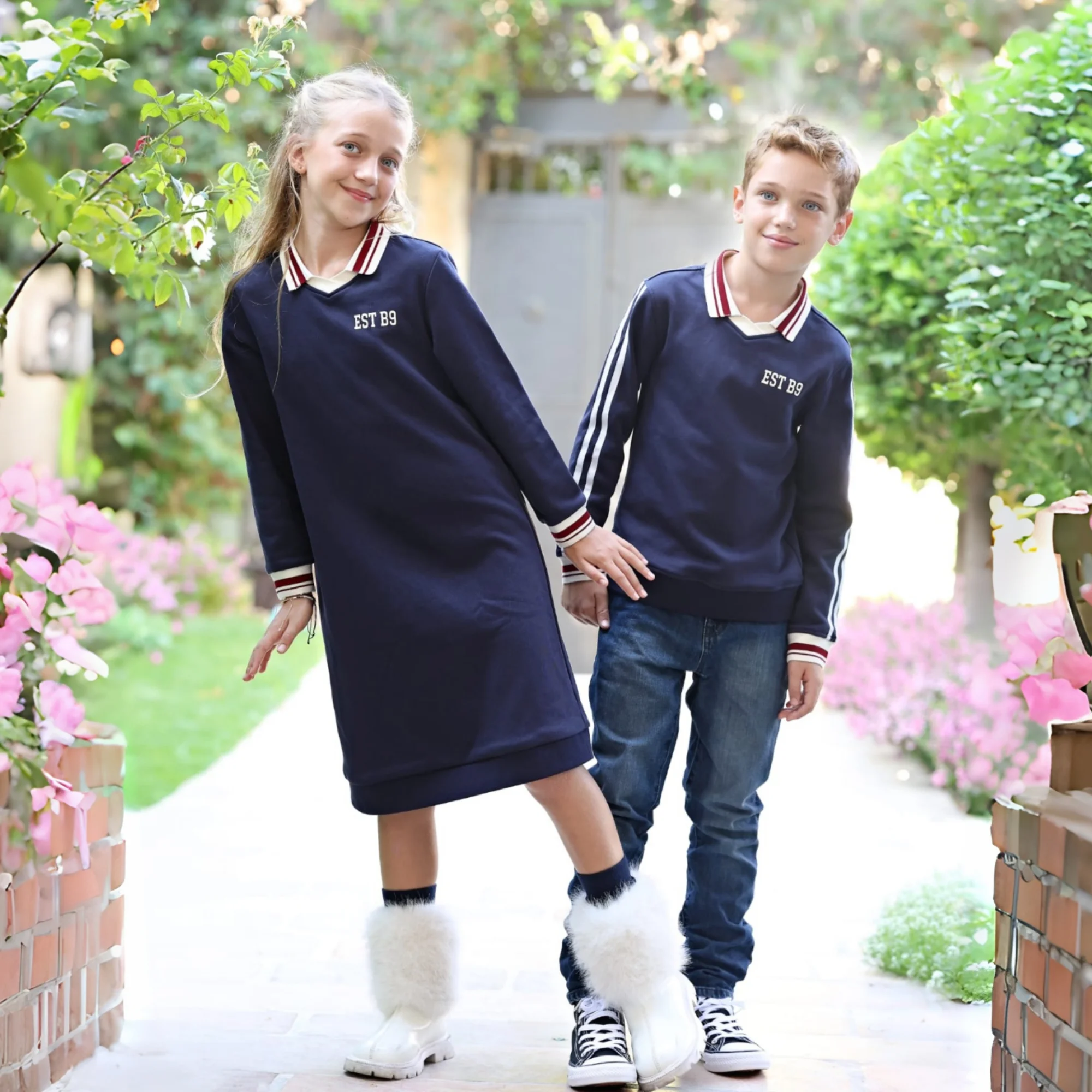 2026 Mali's AW Toddler Boys Girls 2pcs Printed Matching Outfits Girls Dress Kids Sweatshirt Fashion Skirt Children Clothing image 3