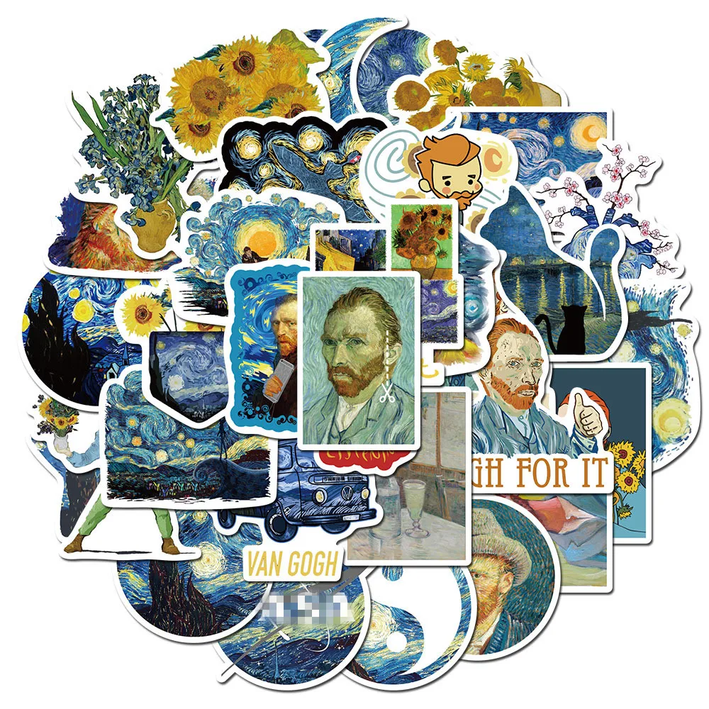 40 Pcs/Set Van Gogh Oil Painting Graffiti Sticker for Laptop Suitcase DIY Scrapbooking Journal Decoration Stickers