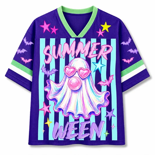 Summer Hot Selling Retro Fun Halloween Print V-neck Y2K Fashion Jersey for Adults and Children Plus Size Sports T-shirt