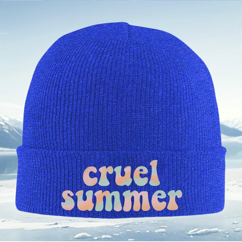 Cruel verano retro groovy texto diseño hombres mujeres unissex sombrero de punto gorro Jersey gorra invierno térmico cálido Navid