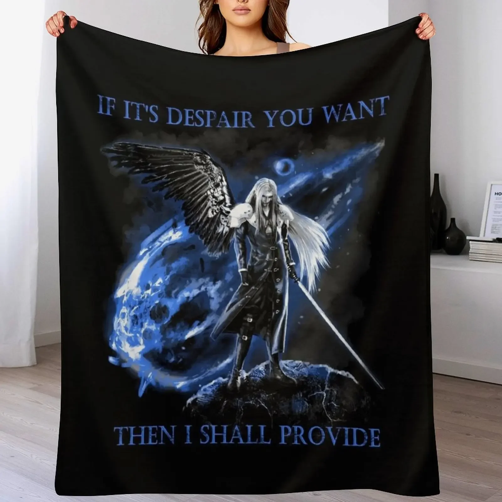 

Sephiroth FF7 The One Winged Angel Throw Blanket Designers Decorative Throw Loose Flannel Blankets