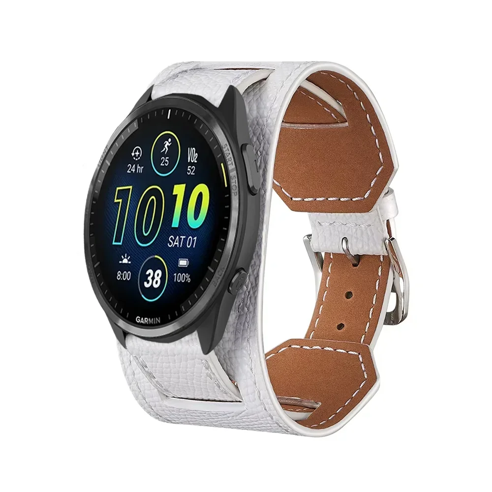 20/22mm Premium Leather Strap Garmin Forerunner 970 570 265 170 70 165 965 Bracelet Garmin Approach S50 Venu 3 4 45mm Active 6 5