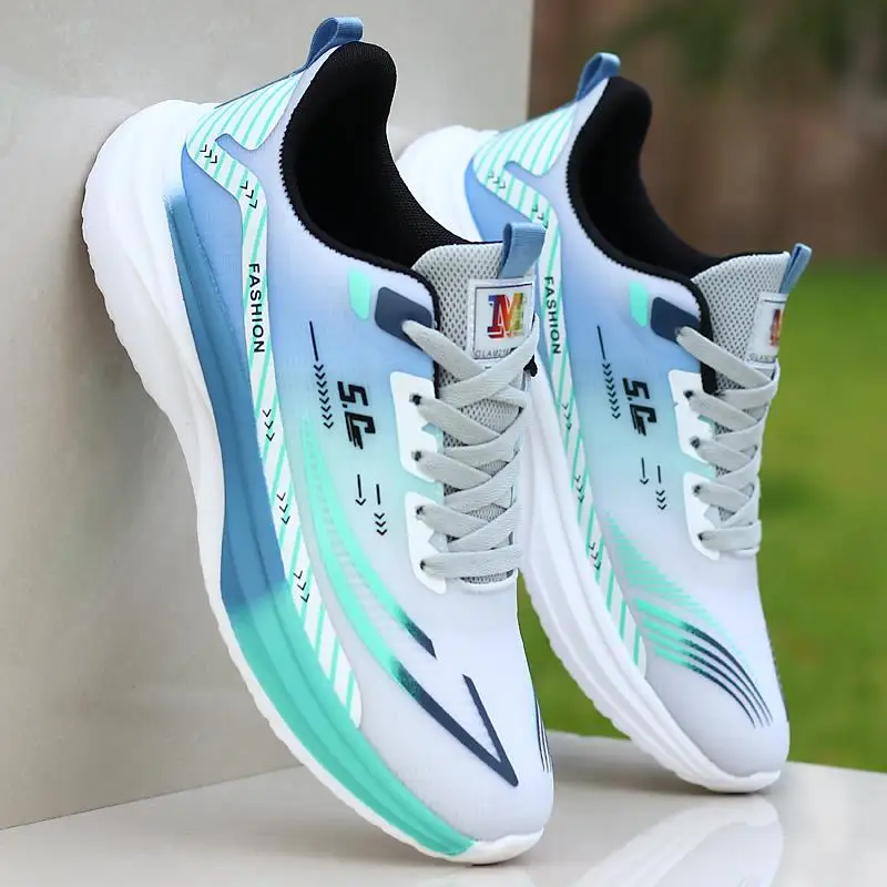 

Ultra-Light Men's Running Shoes Spring Season Mesh Breathable Shock Absorption Good Elasticity Casual Fashionable Student Shoes