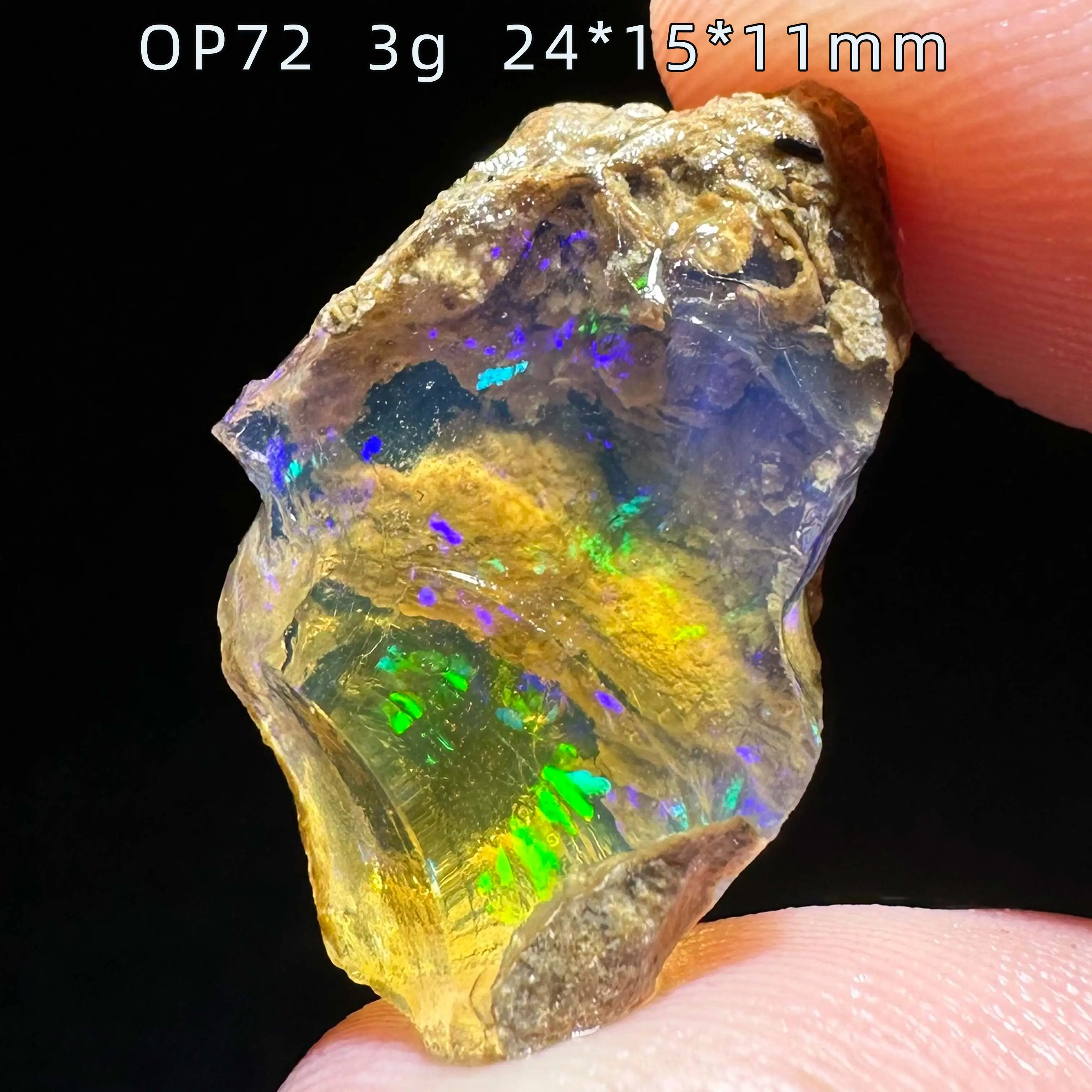 Natural Colorful Ethiopia Opal Gem Mineral (Need Always in Water) Healing Gemstone Shooting Under Lighting (Sunlight Best)