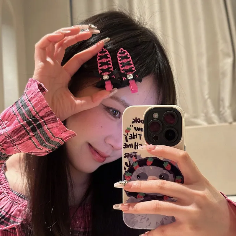 

Ballet Ribbon Bowknot Weaving Hair Clip Side Bangs Clip Seamless Hairpin Female Duckbill Seamless Clip Headdress Gift Daily Wear