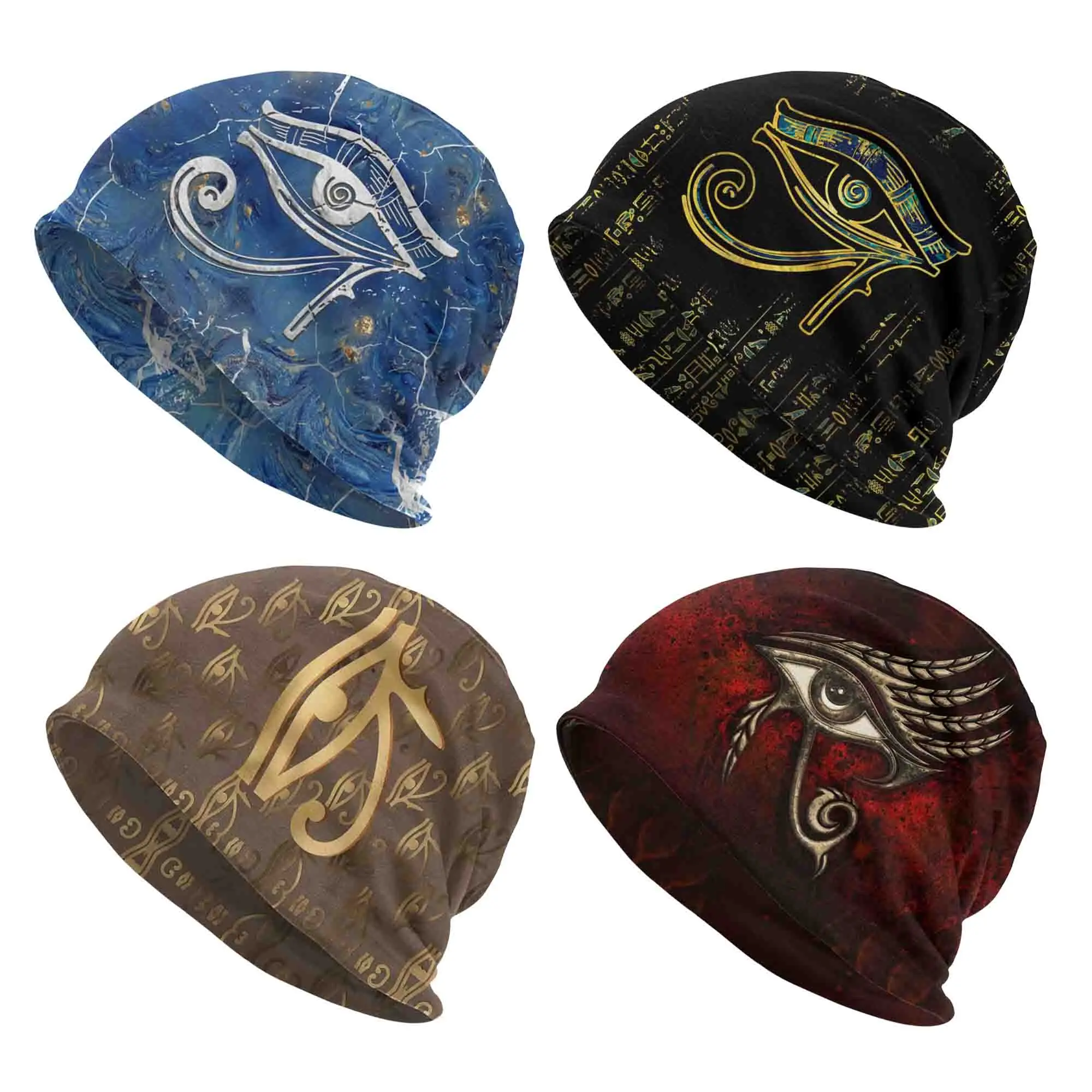 Skullies Beanies Caps Gold Hieroglyphics Golden Eye Of Ra Thin Hat Autumn Spring Bonnet Hats Men Women\'s Street Ski Cap