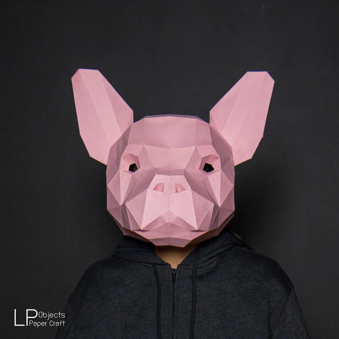 Franse Bulldog Wearable Masker Papieren Model 3D DIY Papercraft Origami Hoofddeksels Fotografie Props Party Prom Prestaties Cosplay