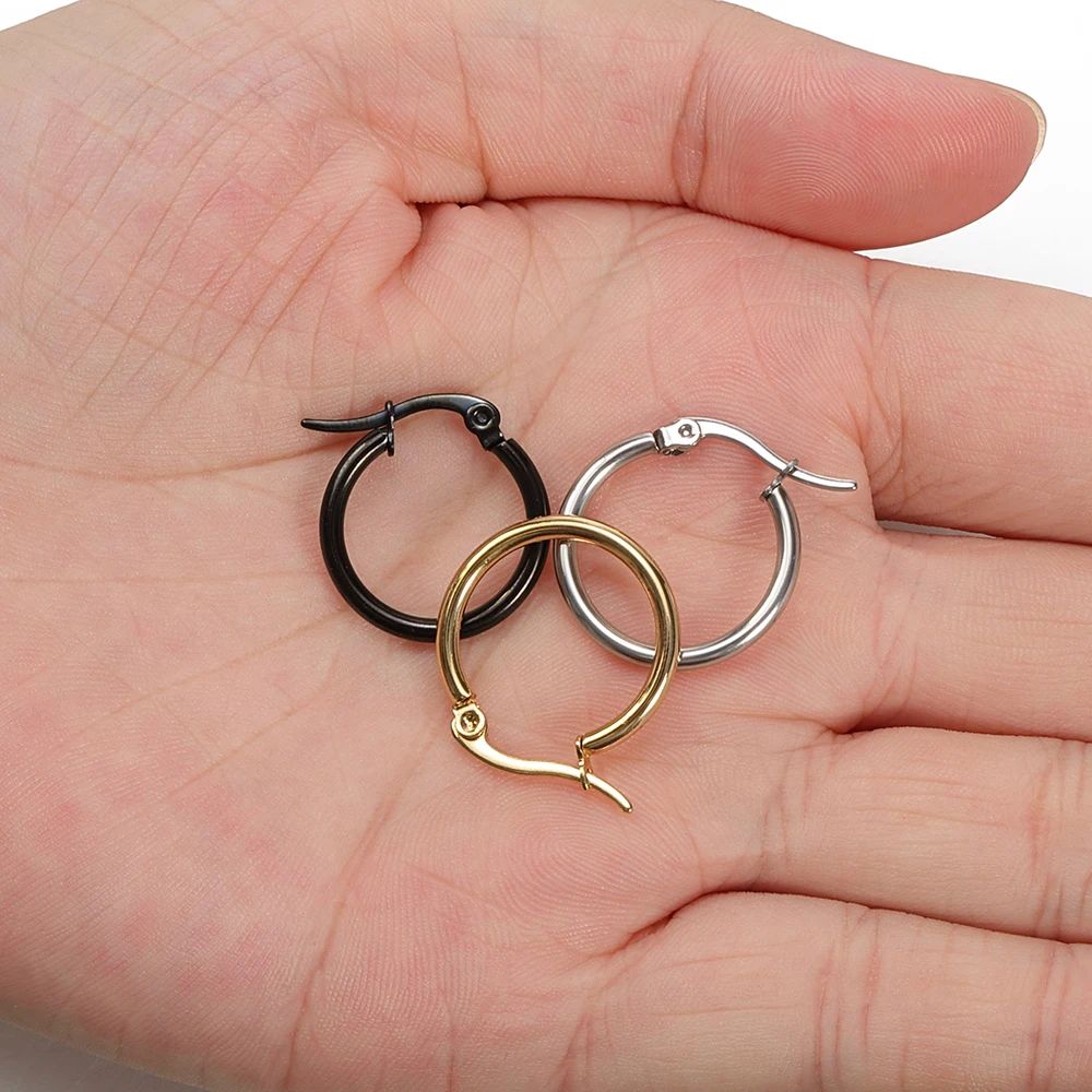10pcs 15 20 25 40mm Earring Hooks Base Ear Ring 316L Stainless Steel Open Hoop Earrings Circle for Jewelry Making DIY Components