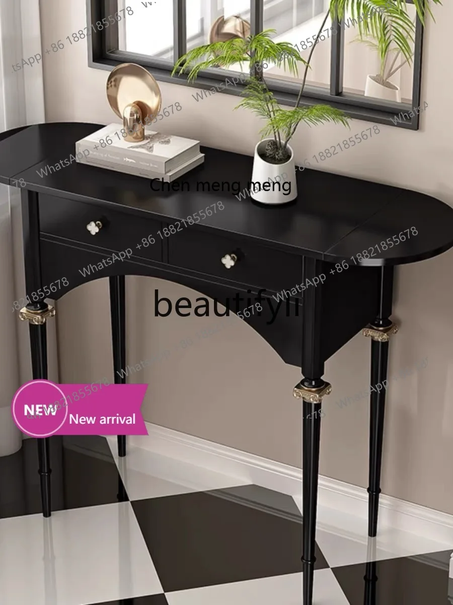 C45  French retro entrance table American four-leaf clover entrance cabinet light luxury solid wood sofa side cabinet